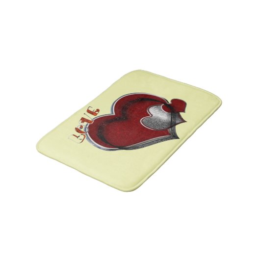 Heart Magic Love Bath Mat with Yellow Background バスマット (アングル)