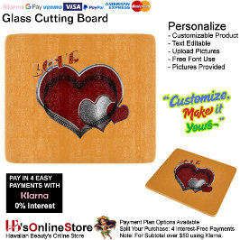 Heart Magic Orange Glass Cutting Board 15.2x17.8cm カッティングボード