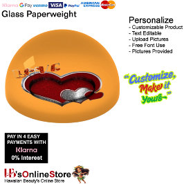Heart Magic Orange Paperweight Dome ペーパーウェイト