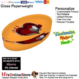 Heart Magic Orange Paperweight Oval ペーパーウェイト