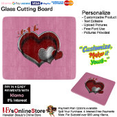 Heart Magic Pink Glass Cutting Board 15.2x17.8cm カッティングボード