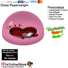 Heart Magic Pink Paperweight Dome ペーパーウェイト