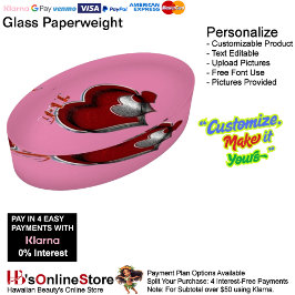 Heart Magic Pink Paperweight Oval ペーパーウェイト