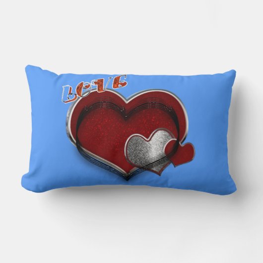 Heart Magic Polyester Light Blue Lumbar Pillow ランバークッション (正面)