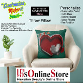 Heart Magic Polyester Square Dark Green Pillow クッション