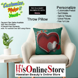 Heart Magic Polyester Square Dark Green Pillow クッション