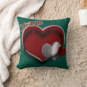 Heart Magic Polyester Square Dark Green Pillow クッション (ブランケット)