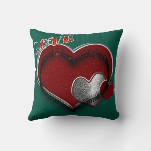 Heart Magic Polyester Square Dark Green Pillow クッション (裏面)