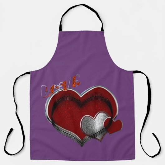 Heart Magic Purple Large Apron エプロン (正面)