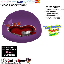 Heart Magic Purple Paperweight Dome ペーパーウェイト
