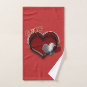 Heart Magic Red Bathroom Towel Set  バスタオルセット (ハンドタオル)
