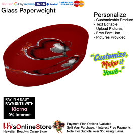 Heart Magic Red Paperweight Oval ペーパーウェイト