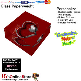 Heart Magic Red Paperweight Square ペーパーウェイト