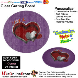 Heart Magic Round Purple Glass Cutting Board 30.4  カッティングボード