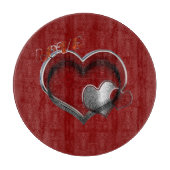 Heart Magic Round Red Glass Cutting Board 30.4 cm  カッティングボード (正面)