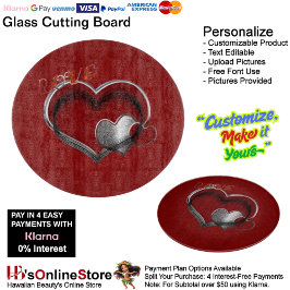 Heart Magic Round Red Glass Cutting Board 30.4 cm  カッティングボード
