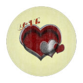 Heart Magic Round Yellow Glass Cutting Board  カッティングボード (正面)