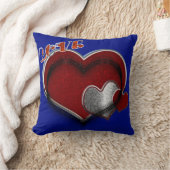 Heart Magic Square Polyester Royal Blue Pillow  クッション (ブランケット)