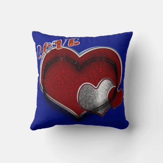 Heart Magic Square Polyester Royal Blue Pillow  クッション (裏面)