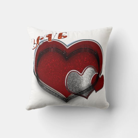 Heart Magic Square Polyester White Pillow クッション (裏面)