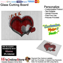 Heart Magic White Glass Cutting Board 38.1x27.9cm