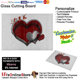 Heart Magic White Glass Cutting Board 38.1x27.9cm カッティングボード