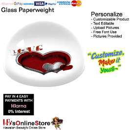 Heart Magic White Paperweight Dome ペーパーウェイト