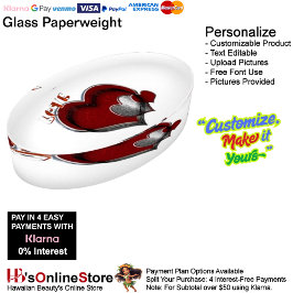 Heart Magic White Paperweight Oval ペーパーウェイト