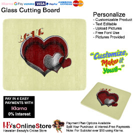 Heart Magic Yellow Glass Cutting Board 15.2x17.8cm カッティングボード