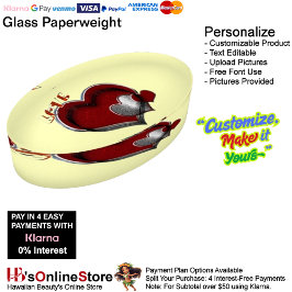 Heart Magic Yellow Paperweight Oval ペーパーウェイト