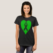 Heart Mental Health Awareness Green Ribbon Support Tシャツ (正面フル)