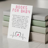 Heart Monitor Pink Baby Shower Book Request エンクロージャーカード