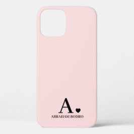 Heart Monogram Blush Pink Girly Cute Feminine iPhone 12ケース