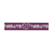 Heart Monogram & Glitter on Plum 招待状ベリーバンド (フラット)
