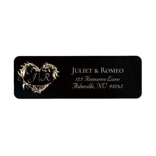 Heart Monogram Return Address - Black ラベル (正面)