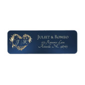 Heart Monogram Return Address - Blue ラベル (正面)