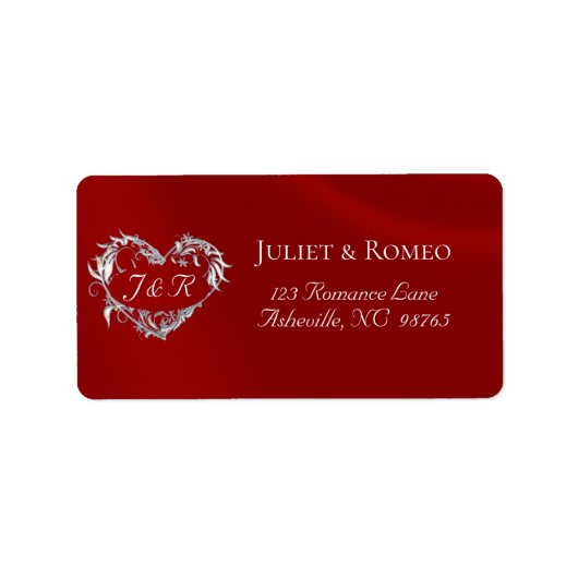 Heart Monogram Return Address - Red ラベル (正面)