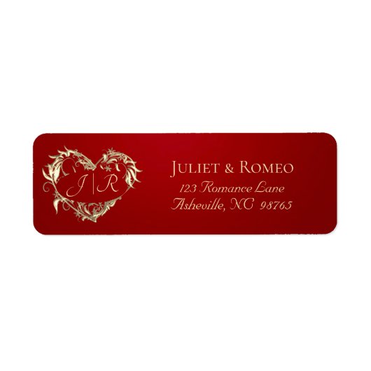 Heart Monogram Return Address - Red ラベル (正面)