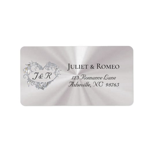 Heart Monogram Return Address - White Pearl ラベル (正面)