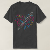 Heart Music Notes Flute  Tシャツ (デザイン正面)