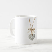 Heart Necklace Cream Bow コーヒーマグカップ (正面左)