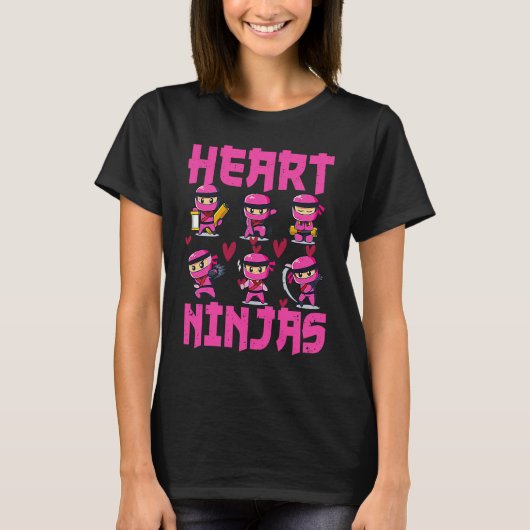 Heart Ninjas Love Japanese Culture Aesthetic Valen Tシャツ (正面)