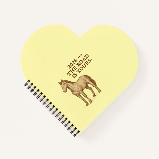 Heart notebook with motivational text and horse ノートブック (正面)