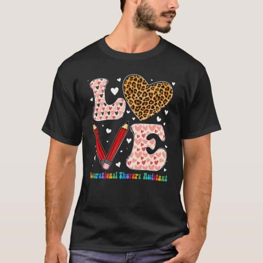 Heart Occupational Therapy Assistant Leopard Valen Tシャツ (正面)