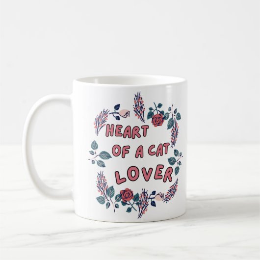 Heart of a Cat Lover Mug コーヒーマグカップ (左)