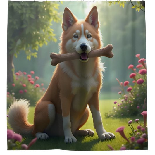 Heart Of A Hound – 愛情あふれる犬の肖像画シャワー シャワーカーテン (正面)