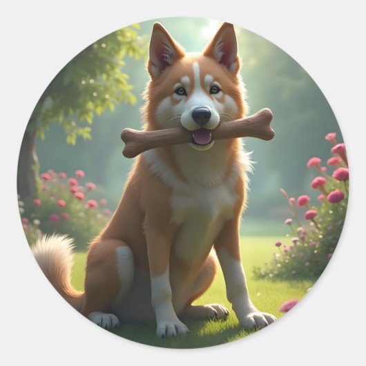 Heart Of A Hound – Loyal Dog Portrait Classic ラウンドシール (正面)
