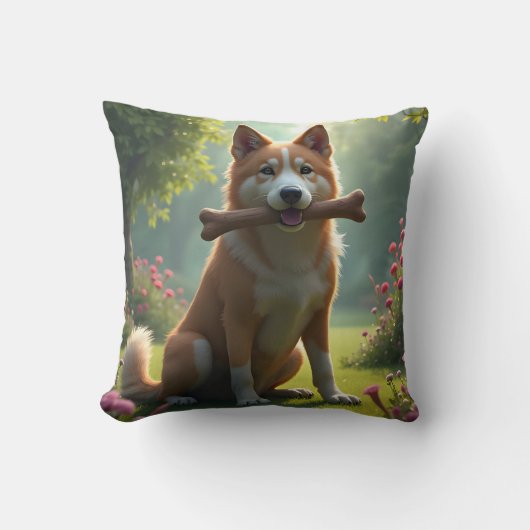 Heart Of A Hound – Loyal Dog Portrait Throw Pillow クッション (正面)