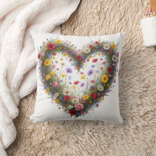 Heart of colorful wildflowers - クッション (ブランケット)