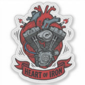 Heart Of Iron Biker V-Twin Engine Vinyl シール (正面)